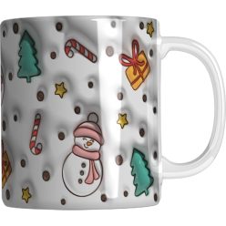 Karácsonyi kerámia bögre térhatású mintával 3 dl