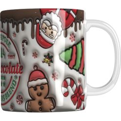 Karácsonyi kerámia bögre térhatású mintával 3 dl