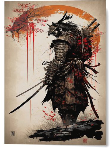 Samurai falikép 18x25 cm - mágnessel rögzíthető (a csomag tartalmazza)