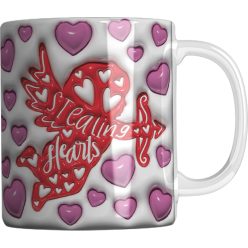   Valentin napi kerámia bögre 3 dl - térhatású Angyal mintával, szöveggel is választható