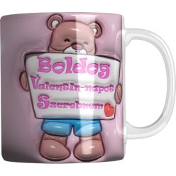   Valentin napi macis kerámia bögre 3 dl - Boldog Valentin-napot Szerelmem felirattal, kétféle bögreszínnel